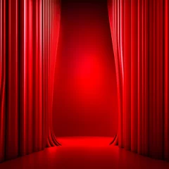 Foto auf Glas red curtain with spotlight © Panoy