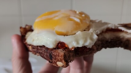 sandwich with black bread, butter and red caviar, food snack, breakfast, sandwich black bread, butter and red caviar, 