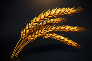 Ear of wheat  on dark background, generative ai