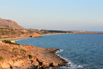 Fototapeta na wymiar Crete summer 2023 Coast at sunset