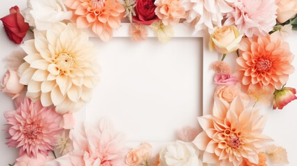 Fototapeta na wymiar Flowers frame. Free space for text.