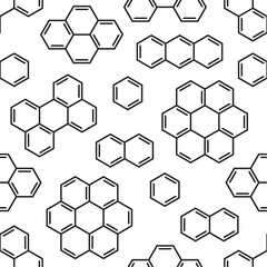 Vector seamless pattern with black chemical signs