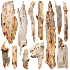 Naklejka premium Broken wooden sticks isolated on white background