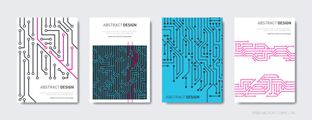 Printed circuit board design vector brochure cover - obrazy, fototapety, plakaty