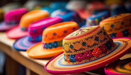 Fototapeta na wymiar hats in the market
