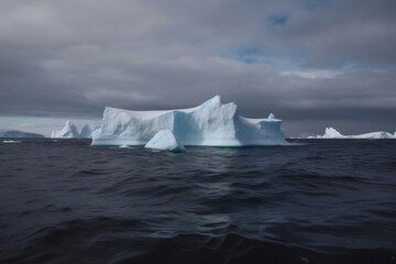 Majestic icebergs floating in nordic see generative ai