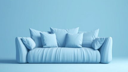 Yellow sofa on a blue wall background