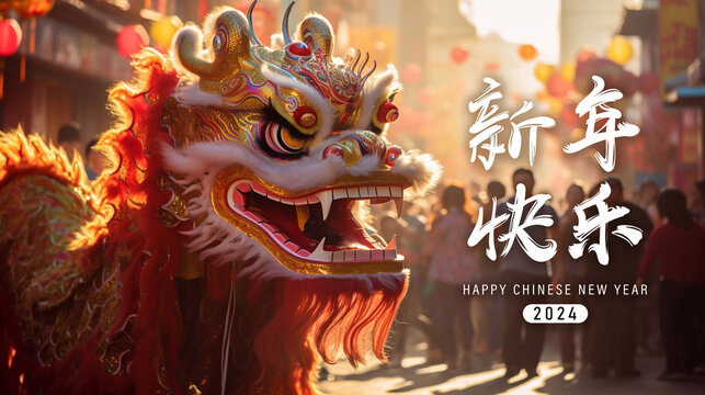Happy chinese new year 2024 the dragon zodiac sign. 