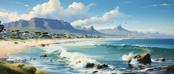 Papier peint adhésif Montagne de la Table Meeresidylle: Traumhafte Küste und majestätische Berge