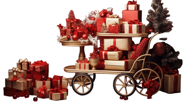 Santa Chrismas Cart and Gift Boxes