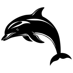 Fototapeta premium Logo Vector Illustration of Dolphin in Trendy Flat Isolated on White Background.