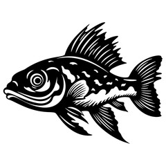 Logo Vector Illustration of Fish in Trendy Flat Isolated on White Background.