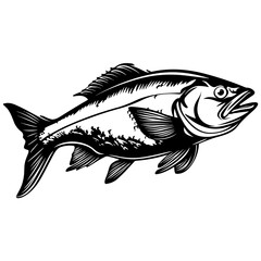 Logo Vector Illustration of Fish in Trendy Flat Isolated on White Background.