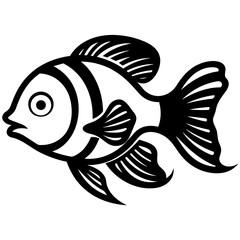 Silhouette Vector Illustration of Clown Fish in Trendy Flat Isolated on White Background.

