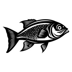 Logo Vector Illustration of Fish in Trendy Flat Isolated on White Background.