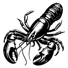 Vector Illustration of Lobster in Trendy Flat Isolated on White Background.