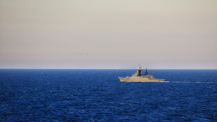 Russian warship of the Steregushchiy class on the Baltic Sea