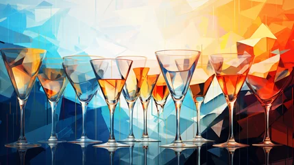 Fotobehang Alcohol drinks banner design watercolor texture. © alexkich