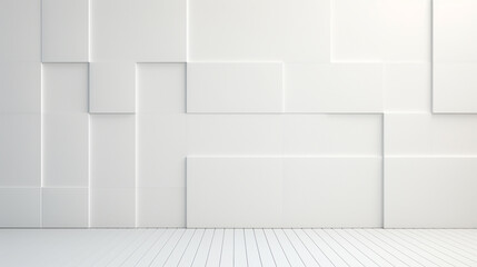 Random white cube boxes block background wallpaper banner with copy space. Modern wallpaper showcasing randomly arranged white cube boxes. abstract backdrop 