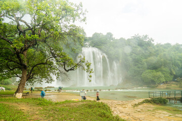 view of Detian or Ban Gioc waterfall, Cao Bang, Vietnam. Ban Gioc waterfall is one of the top 10 waterfalls in the world