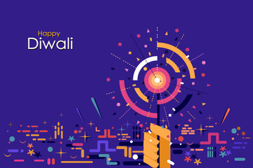 Hand holding a firework in the background of Diwali festival. Concept for Diwali festival