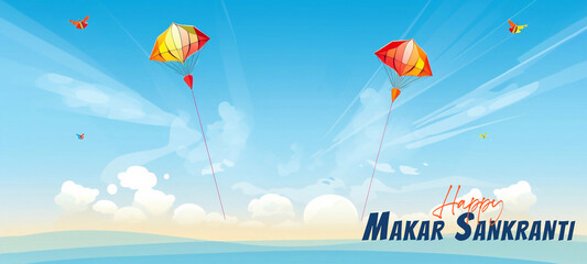 Illustration of Happy Makar Sankranti Holiday India Festival. 