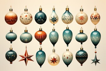 set of christmas ornaments
