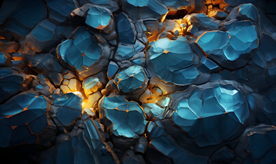 Aquamarine geode wallpaper, shiny crystals pattern - Generative AI