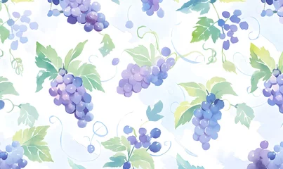 Foto op Canvas Watercolor grape pattern illustration,Generative AI © simba kim