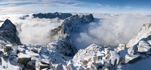 Panorama z najwyższego szczytu Polski, Rysy. - obrazy, fototapety, plakaty