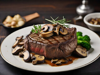 Beef steak with mushrooms