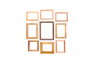 vintage frames on white background, png