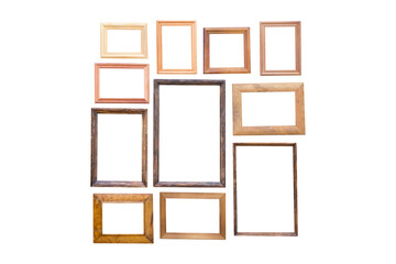 vintage frames on white background, png