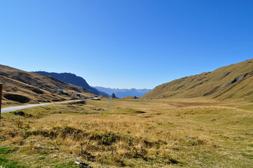Naklejka premium Road in the rocky high mountains on the Saint Bernard Pass between France and Italy