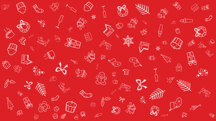 red christmas pattern, Christmas pattern with red background, Christmas red background, Santa, Christmas tree