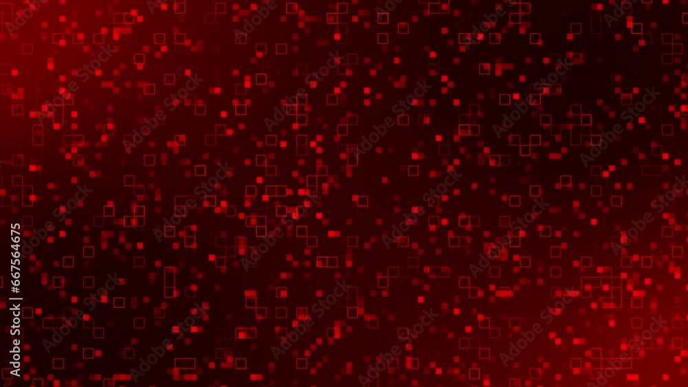Poster digital technology background animation - red pattern pixel background from animated digital data sq