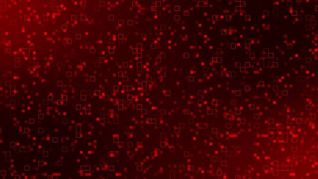 Digital technology background animation - red pattern pixel background from animated digital data squares