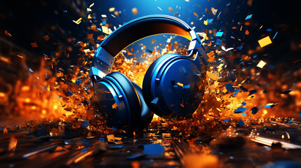 Sound elements with explosion effect. 3d vector mobile application icon with notification - obrazy, fototapety, plakaty