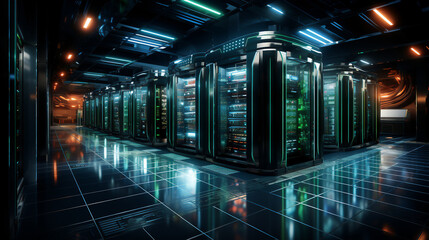 server room for data center user control network link global branch concept network communication