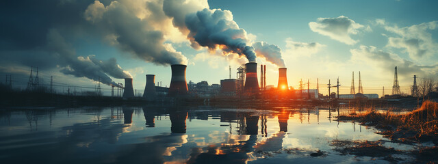 industry metallurgical plant dawn smoke smog emissions bad ecology aerial photography