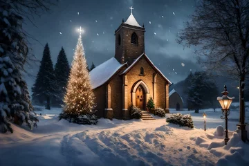 Foto op Canvas church in the snow © AI artistic beauty