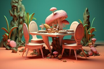 3D concept of enjoying a meal. Generative AI