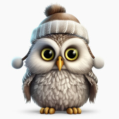 Naklejka premium Whimsical Christmas Owl in Santa's Hat Clipart Isolated on White Background