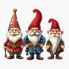 Classic Watercolor Christmas Gnome Art Isolated on White Background