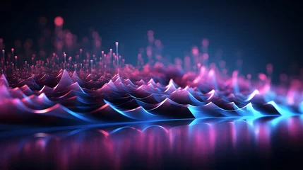 Tafelkleed purple and pink soundwave background, abstract blue wave background, 3d wave background © Planetz