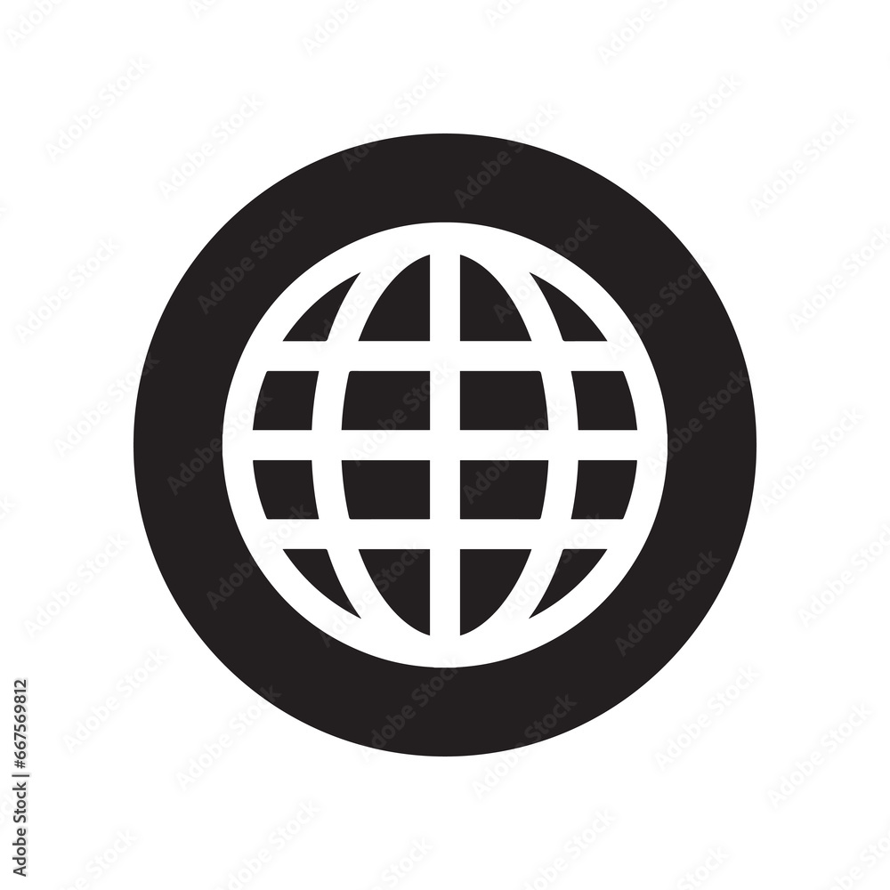 Poster internet icon vector. website logo design. internet vector icon illustration in circle isolated on w