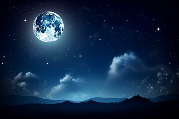 Fototapeta na wymiar Abstract night sky with starry lighting and the moon. Generative AI