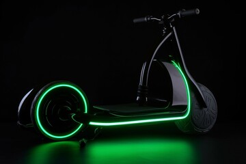 Sleek electric scooter radiating neon lights, boasting a futuristic design. Generative AI