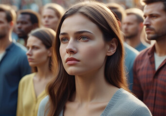 portrait of a woman in the crowd