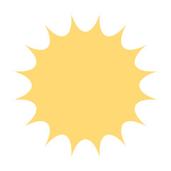 Round sun shape badge, sun rays label, yellow frame
